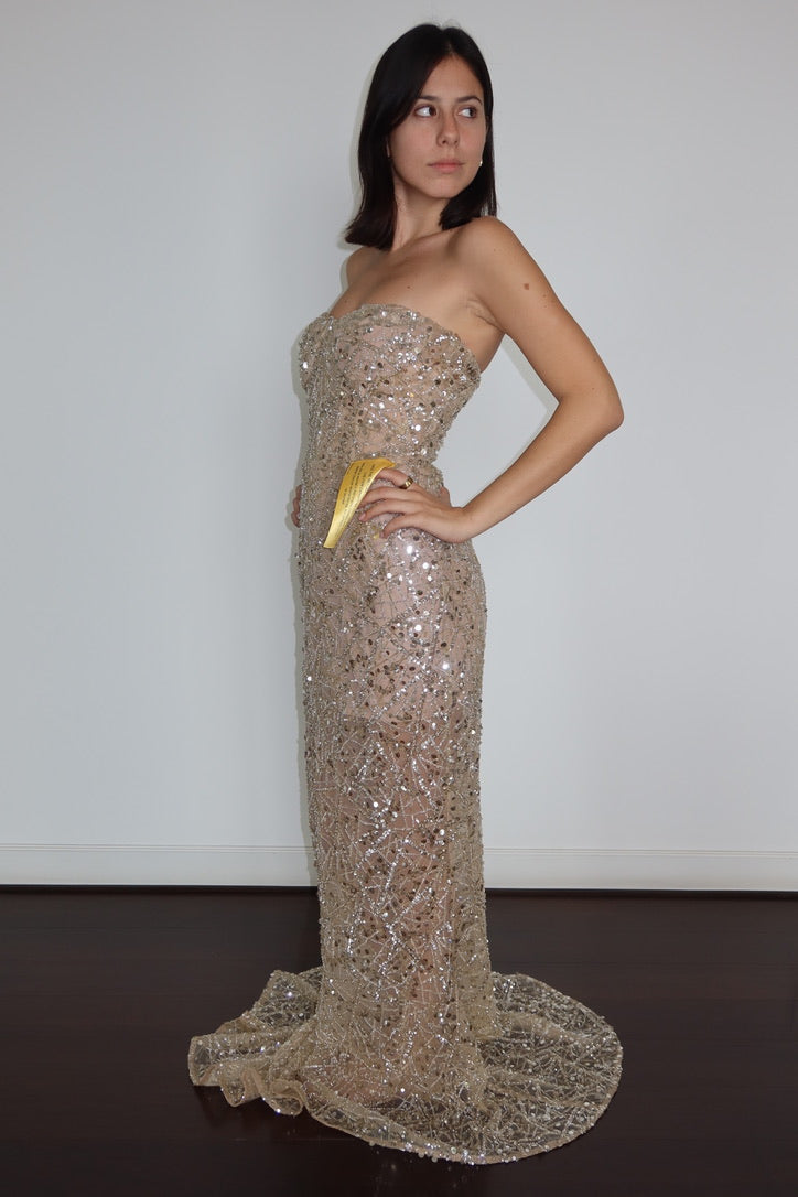 Bronx & Banco Champagne Sequin Gown