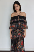Roberto Cavalli Black Floral Silk Maxi Dress