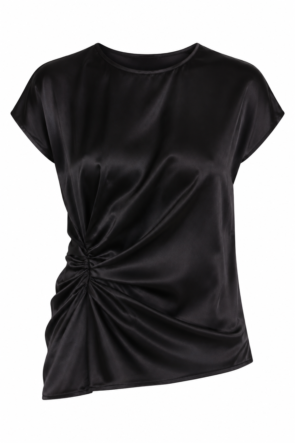 Helmut Lang Black Satin Draped Top