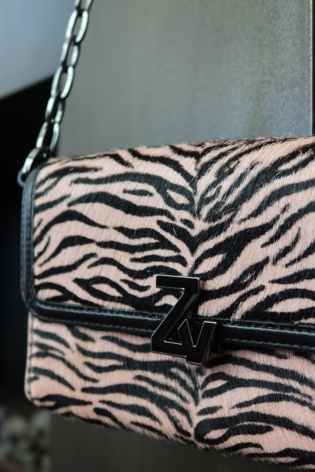 Zadig & Voltaire Pink Zebra Print Shoulder Bag