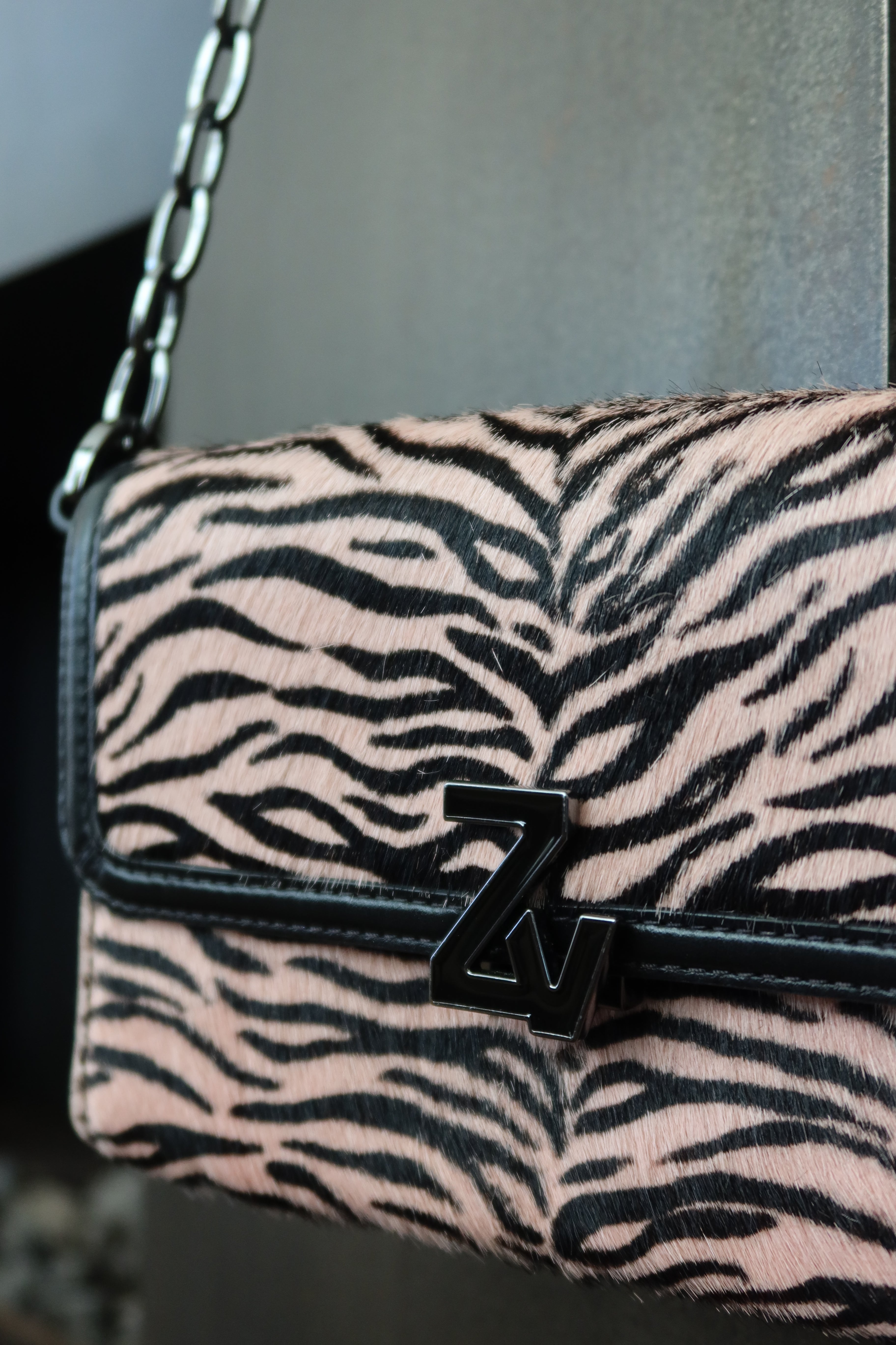 Zadig & Voltaire Pink Zebra Print Shoulder Bag