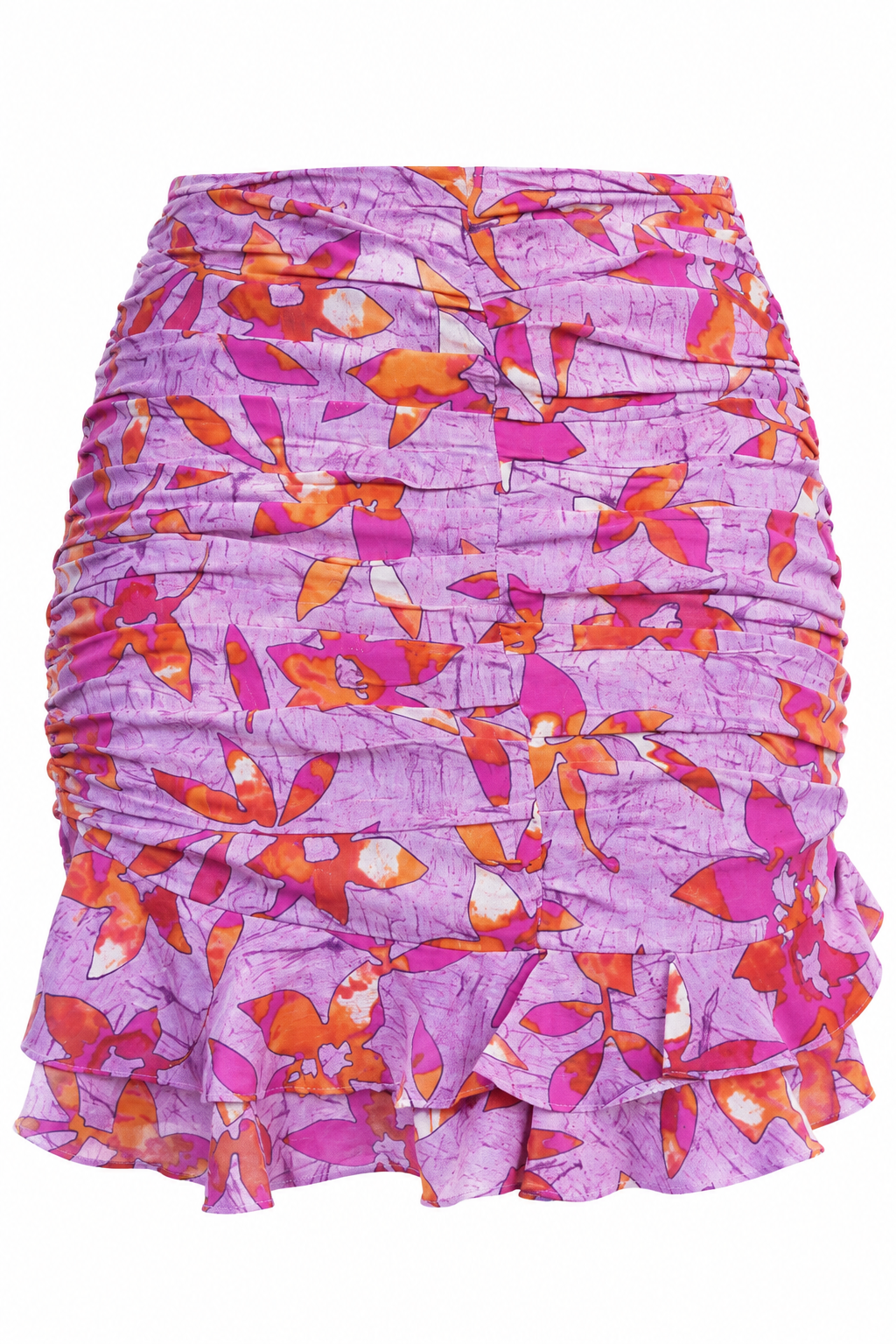 Isabel Marant Pink & Orange Floral Ruched Mini Skirt