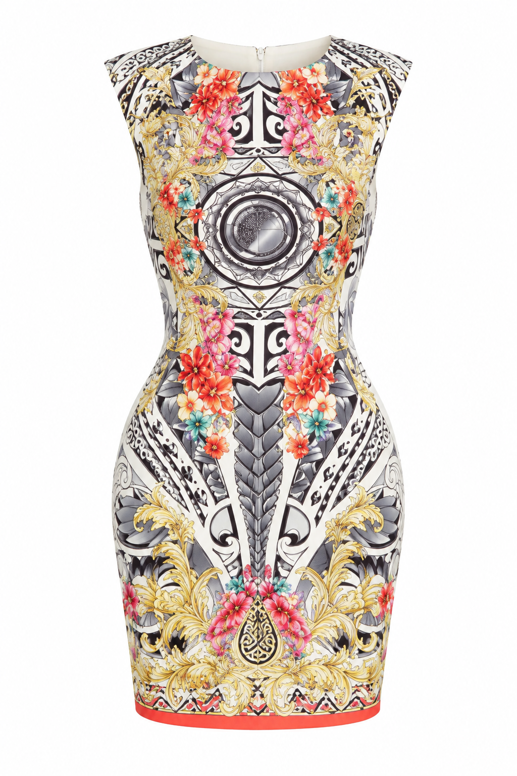 Minivestido con estampado barroco de Versace
