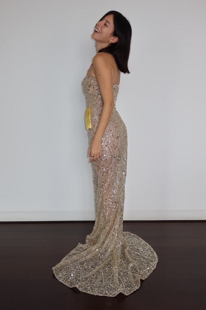 Bronx & Banco Champagne Sequin Gown