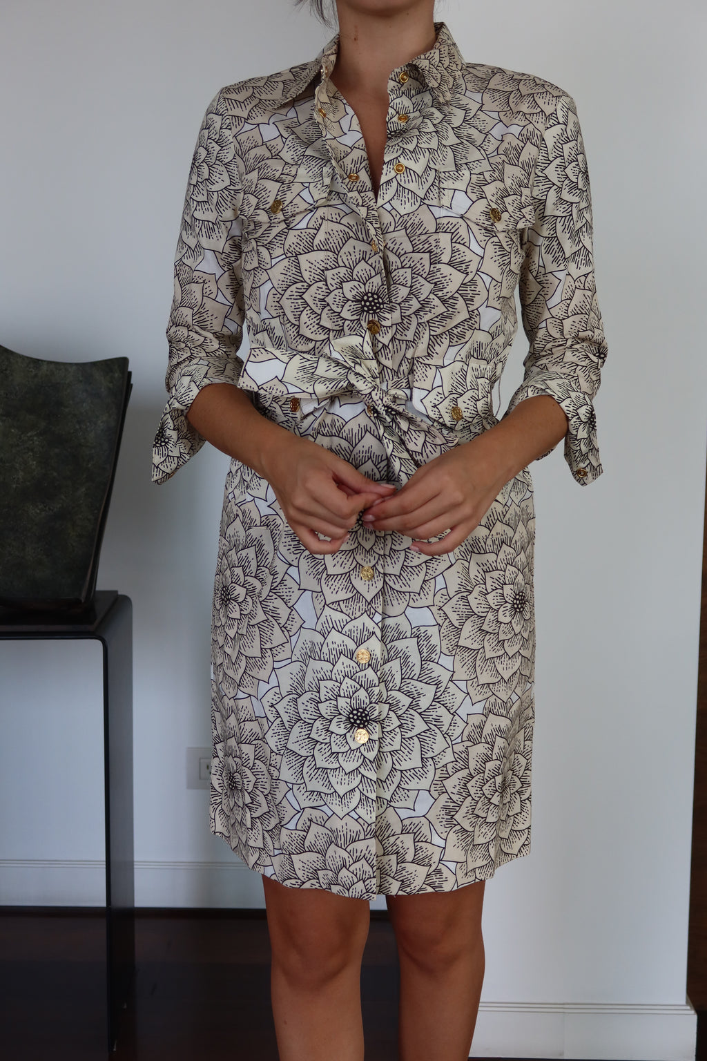 Tory Burch Floral Print Belted Shirt Dress