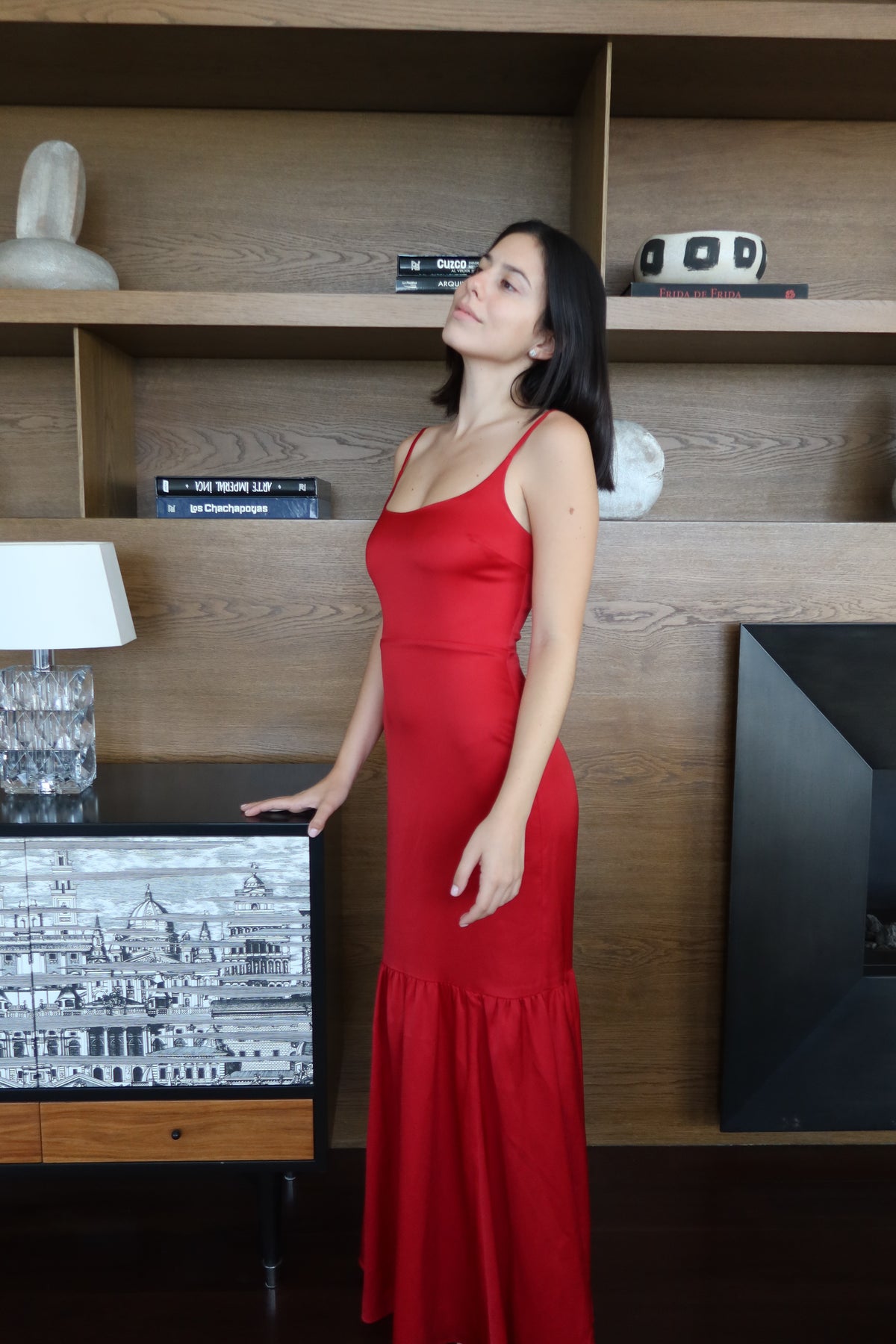 Reformation Red Satin Maxi Dress