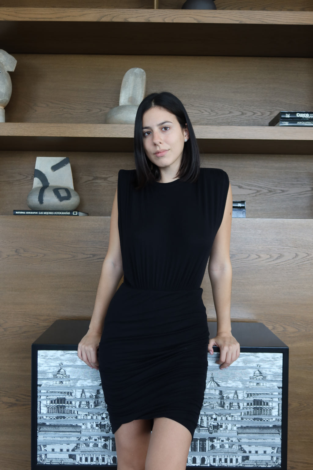 ba&sh Black Ruched Mini Dress
