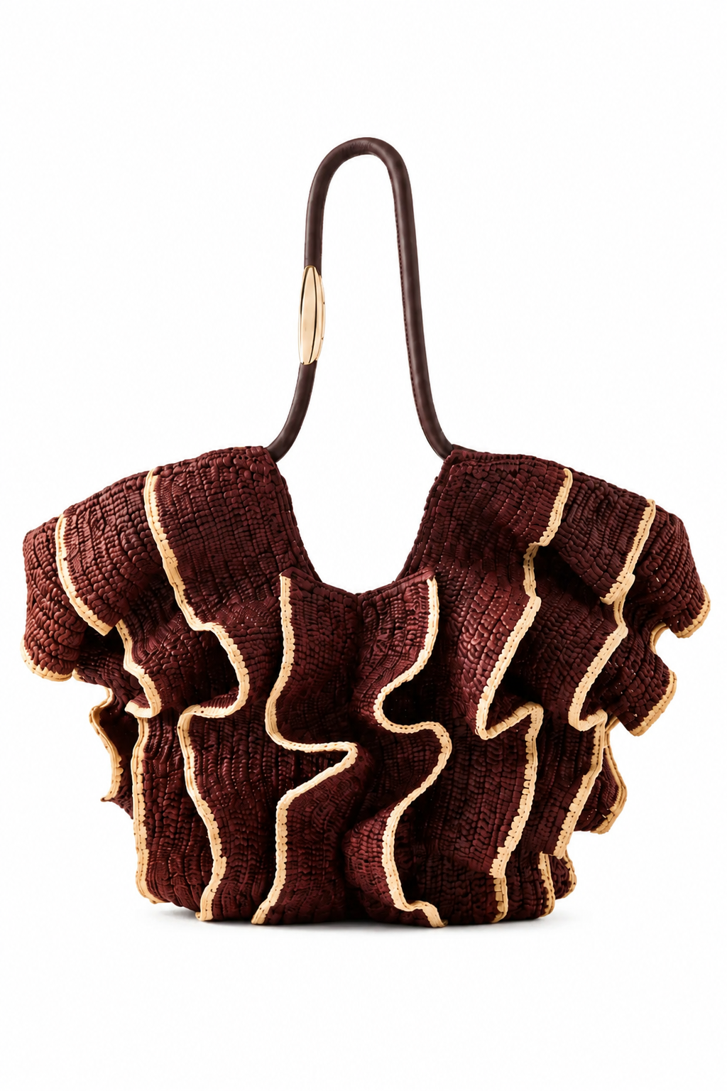 Zimmermann Burgundy Raffia Ruffle Mini Bag