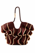 Zimmermann Burgundy Raffia Ruffle Mini Bag