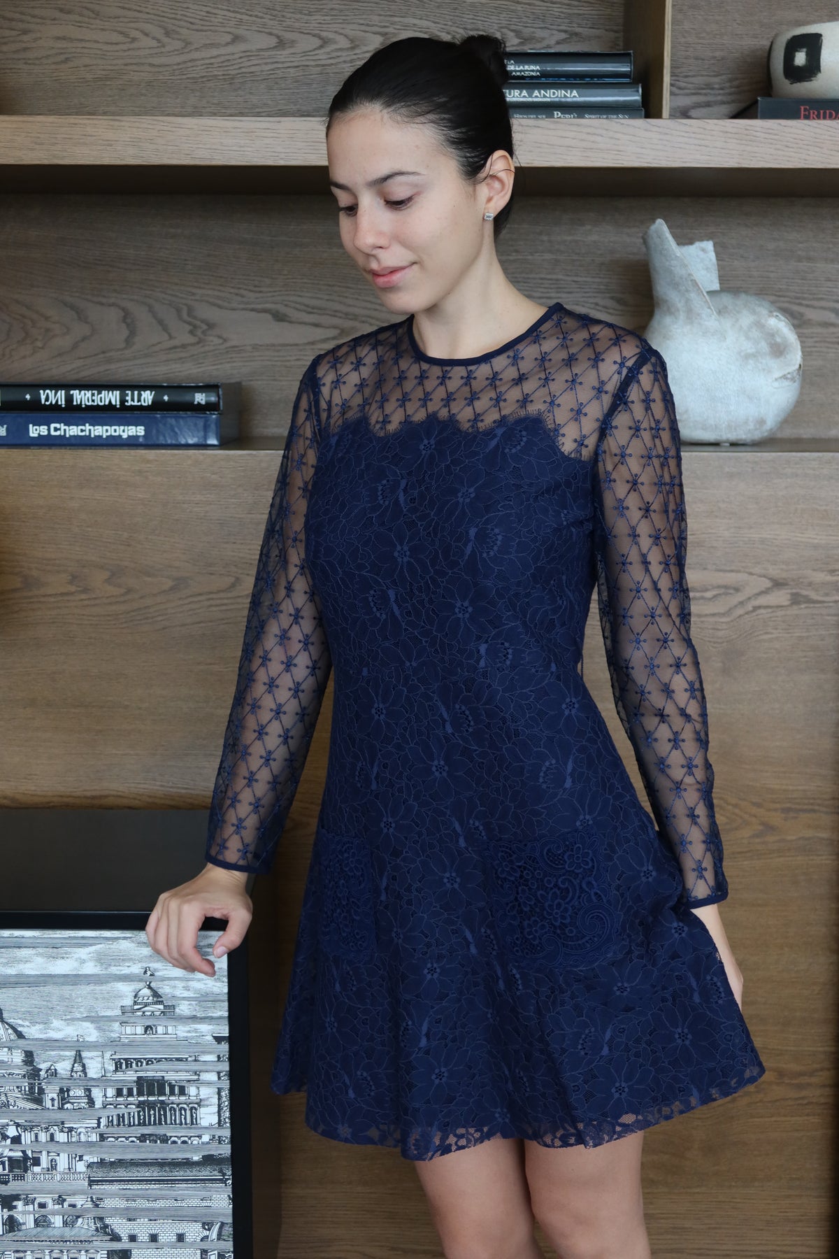 Sandro Navy Lace Mini Dress