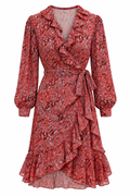 Maje Red Animal Print Wrap Dress