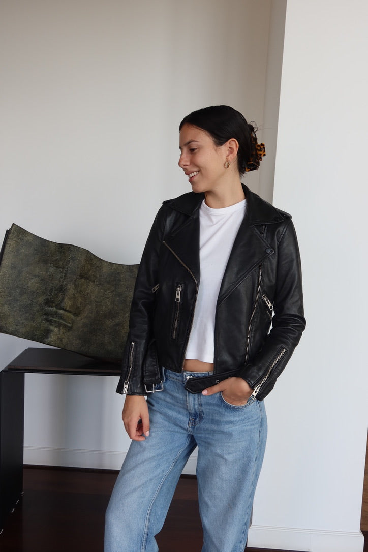 All Saints Black Leather Biker Jacket