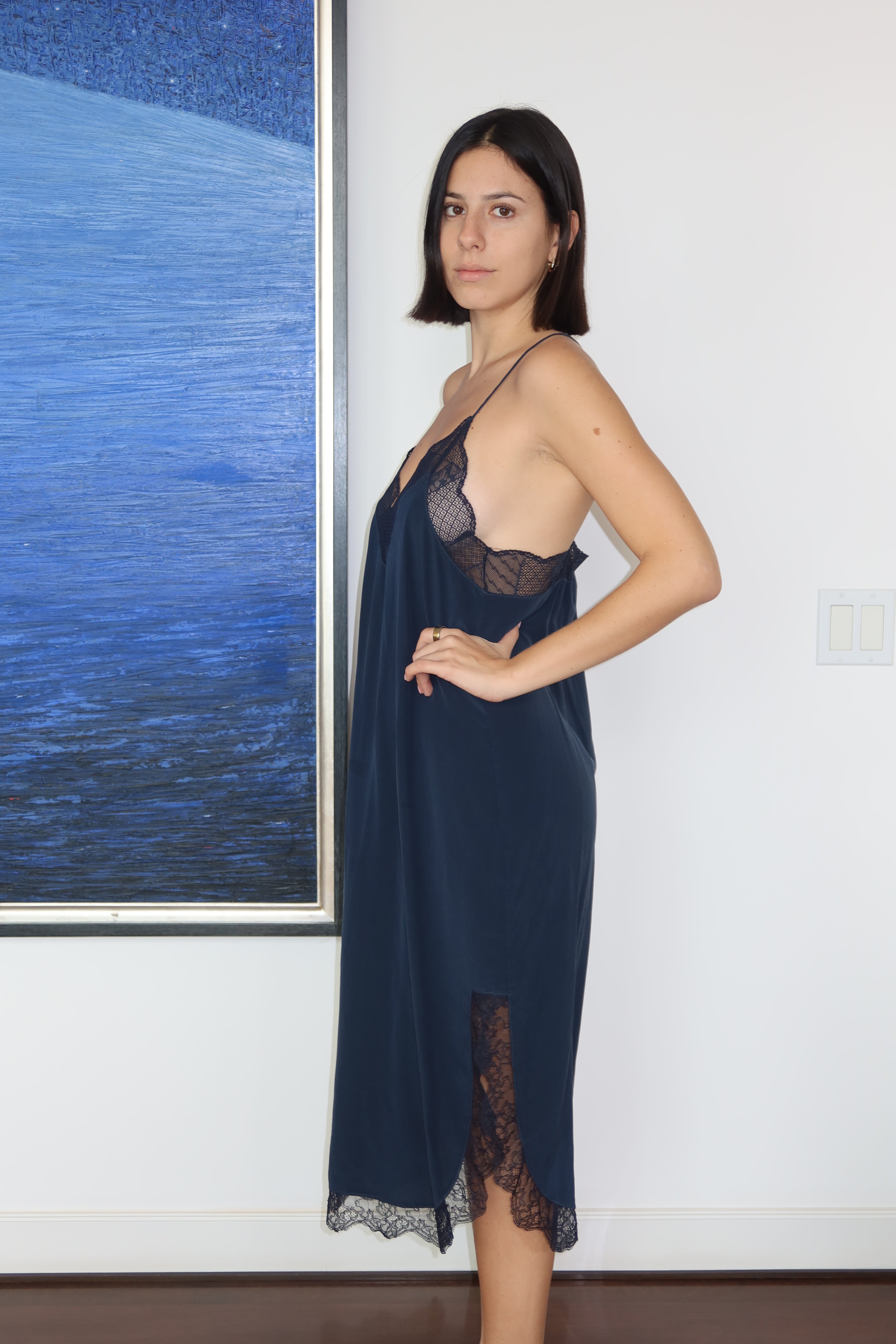 Zadig & Voltaire Navy Lace Slip Dress
