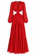 A.L.C. Red Cutout Long-Sleeve Maxi Dress