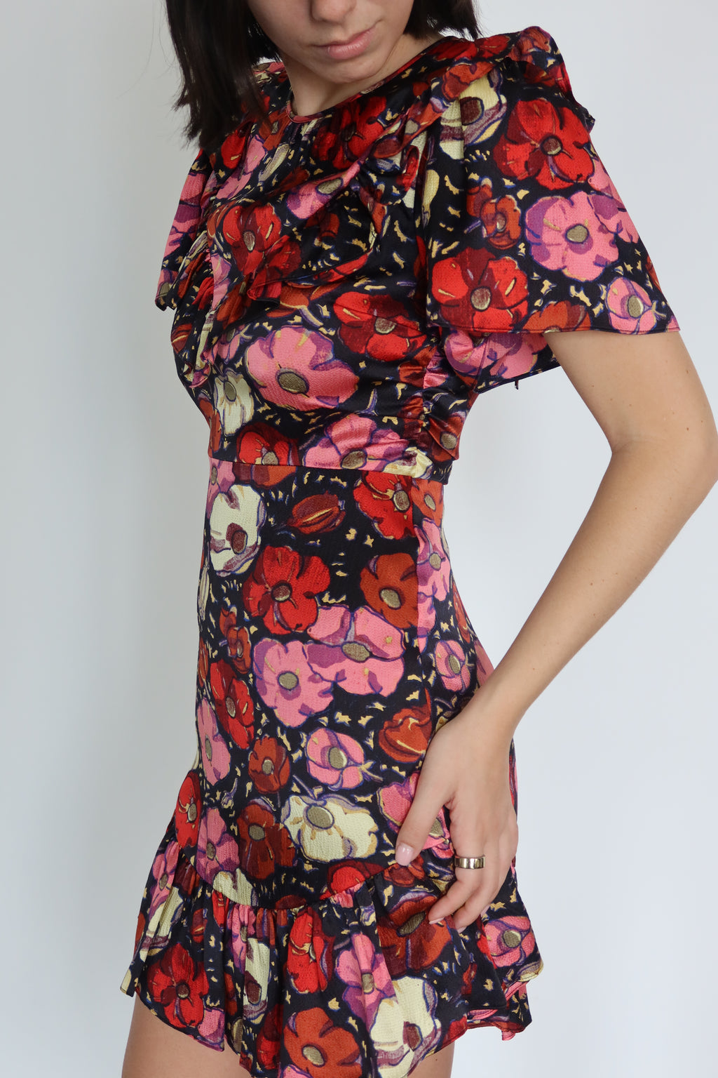 Cinq à Sept Floral Ruffle Mini Dress