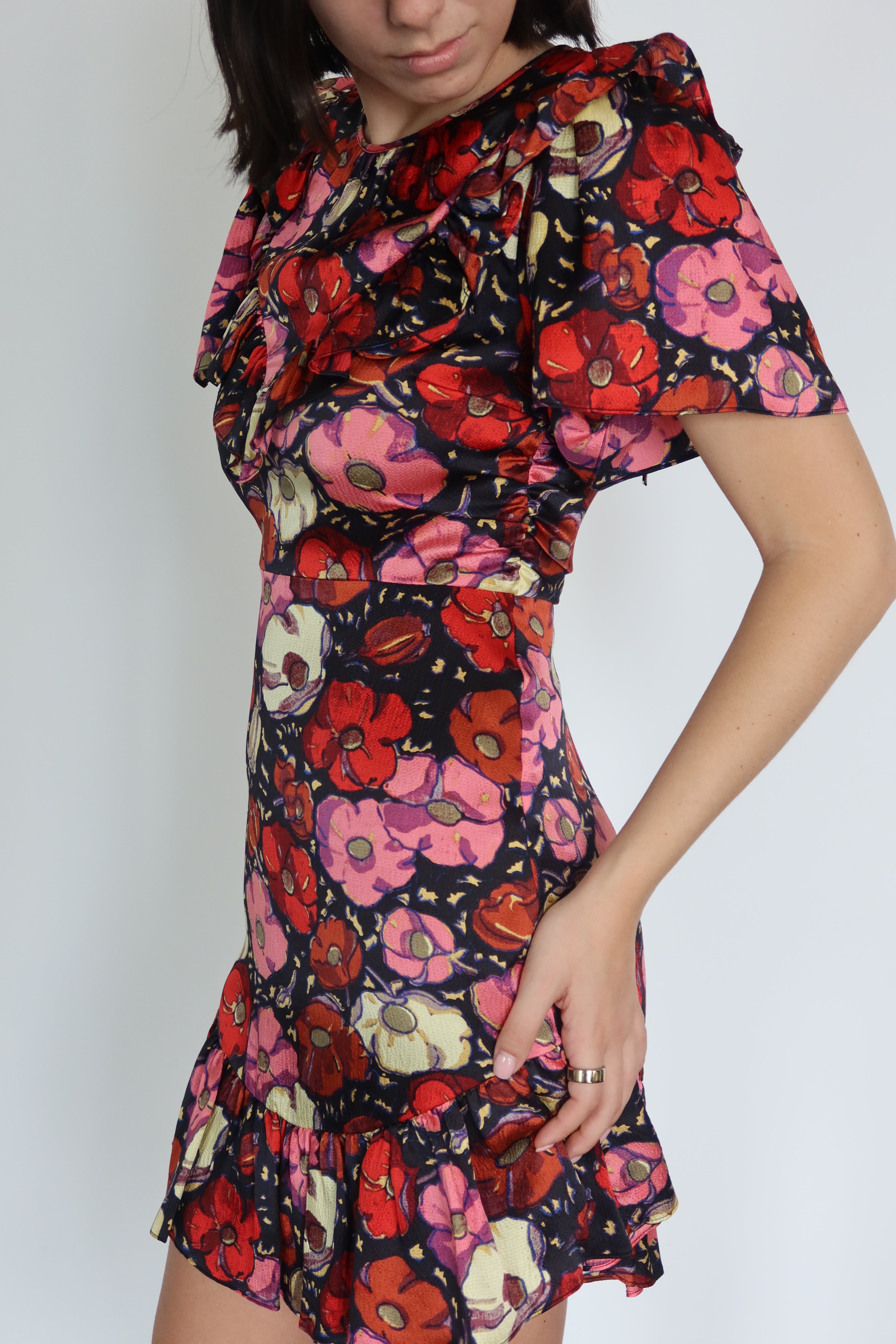 Cinq à Sept Floral Ruffle Mini Dress
