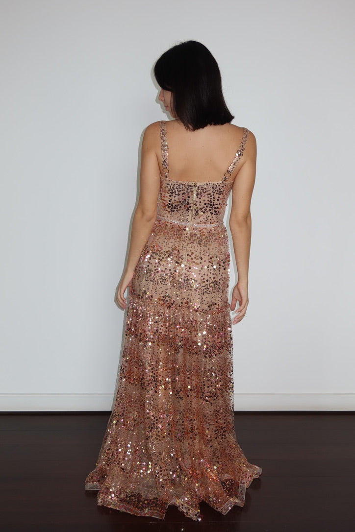 Bronx & Blanco Sparkly Champagne Gown