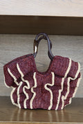 Zimmermann Burgundy Raffia Ruffle Mini Bag