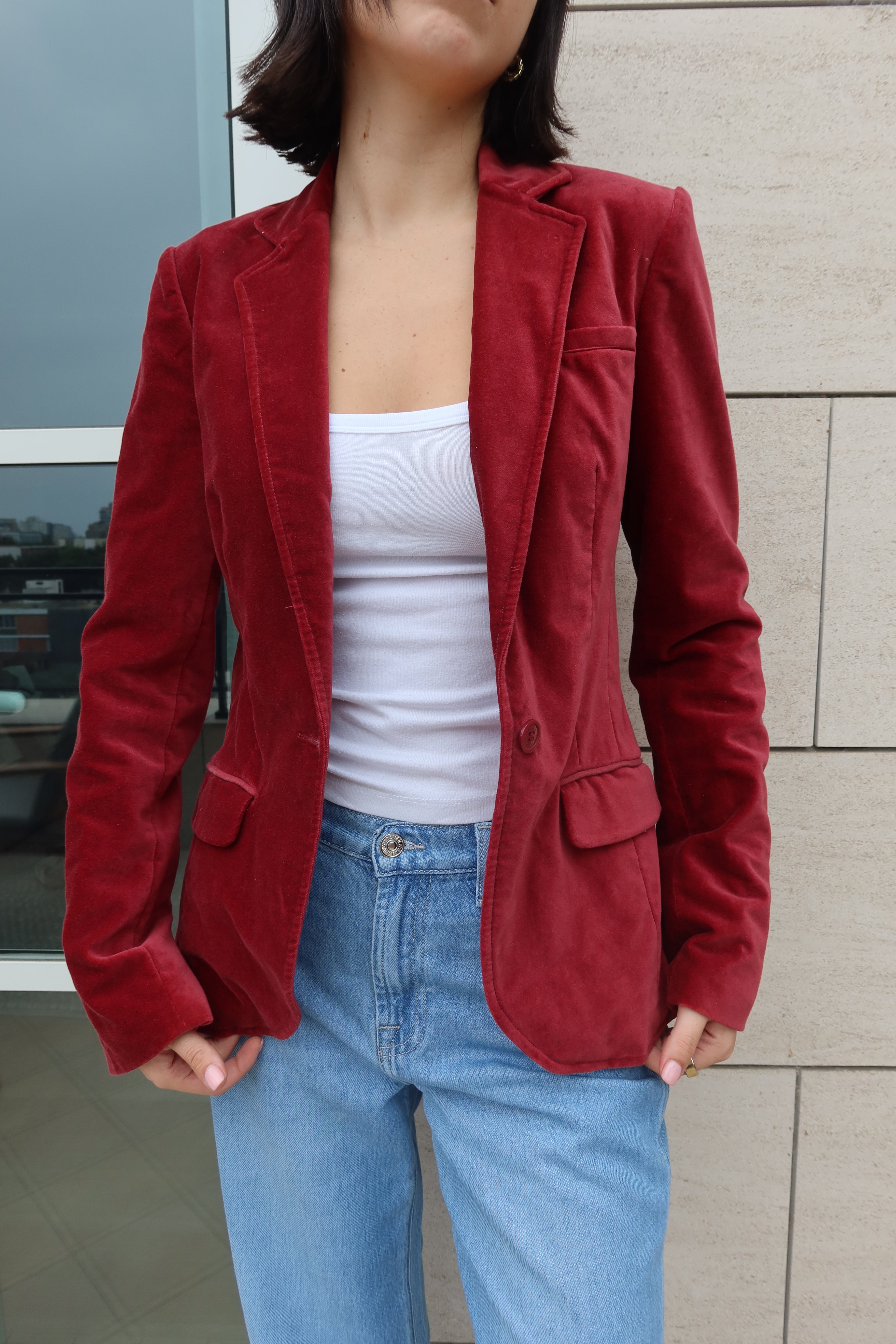 Zadig & Voltaire Burgundy Velvet Blazer