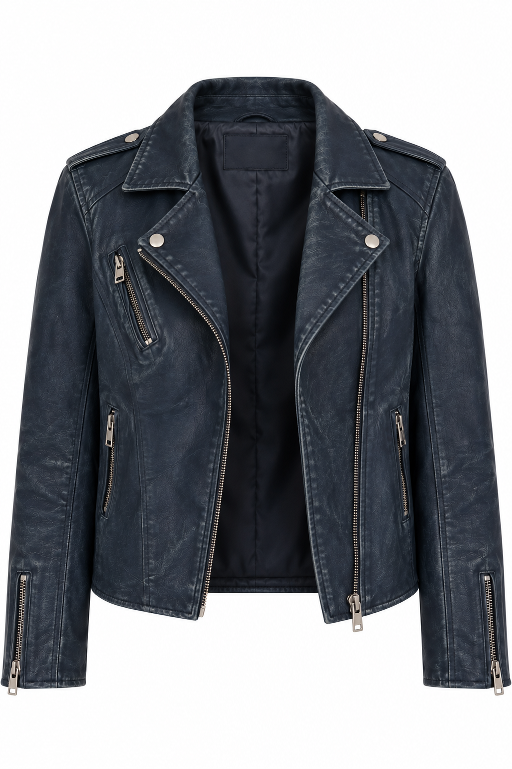 IRO Blue Leather Moto Jacket