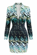 Roberto Cavalli Animal Print Abstract Dress