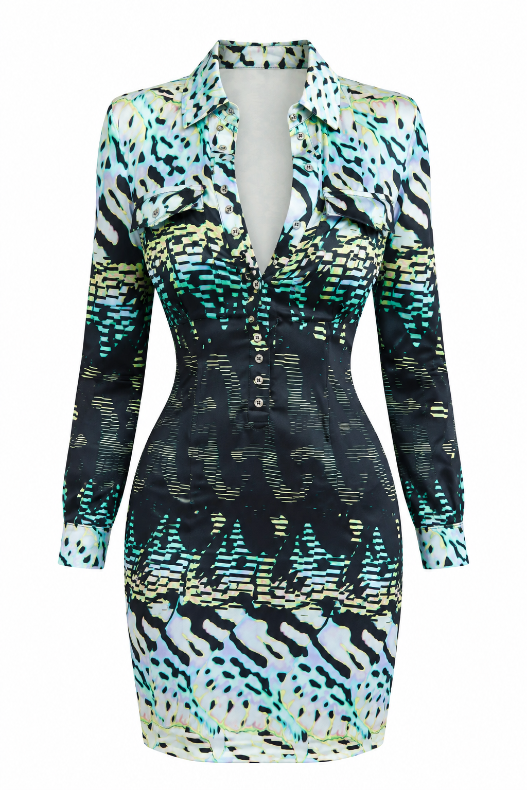 Roberto Cavalli Animal Print Abstract Dress