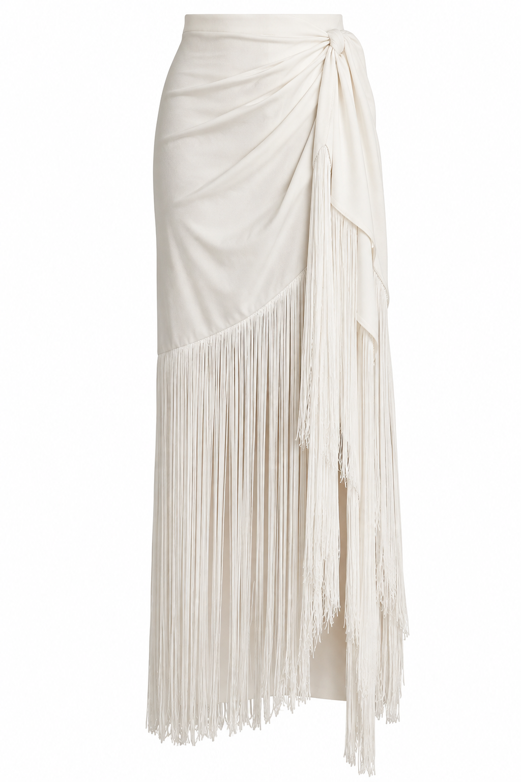 No Pise La Grama White Fringe Midi Skirt