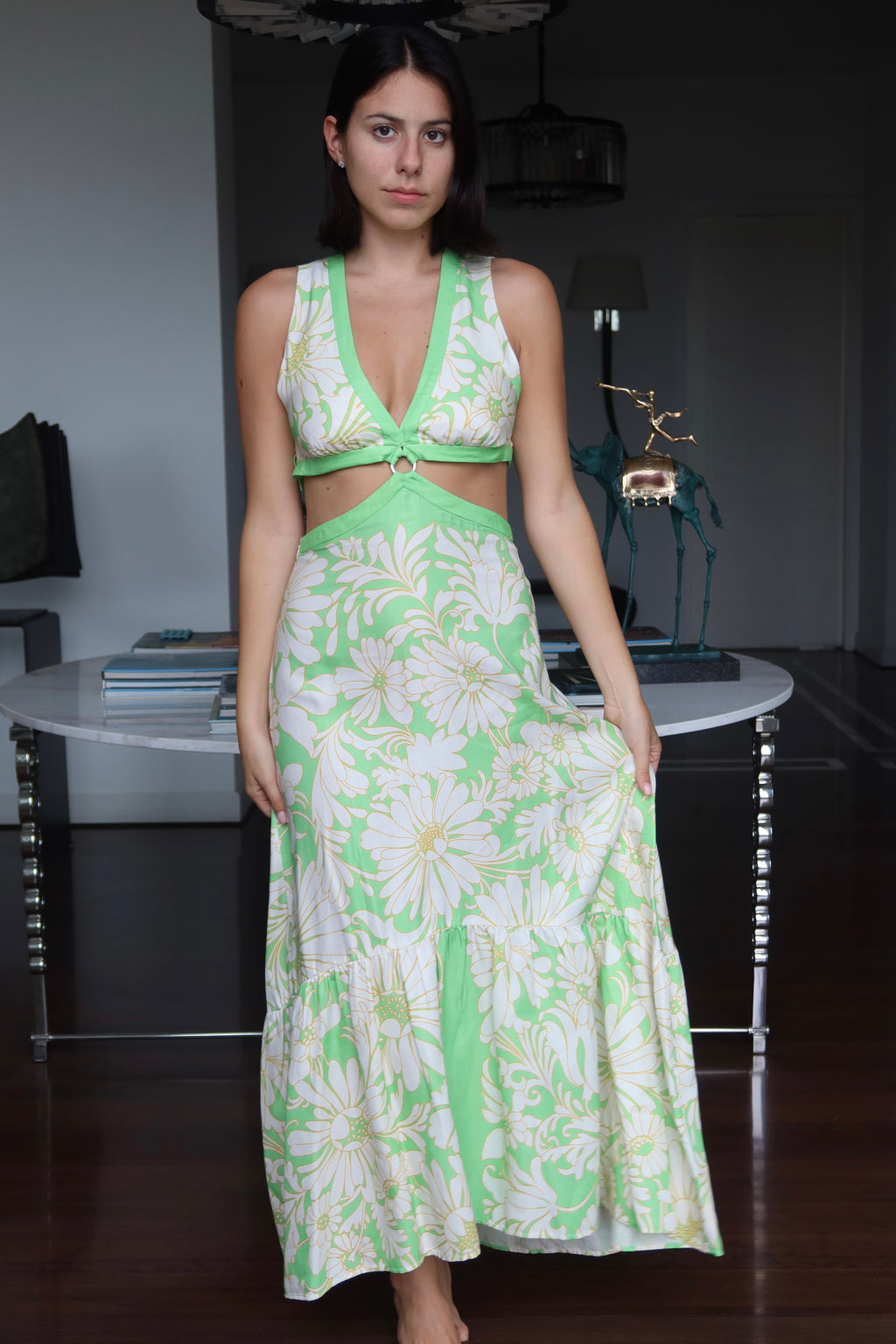 Vestido Largo Floral con Cut-Outs Sandro