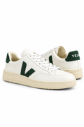 Veja White and Dark Green Sneakers