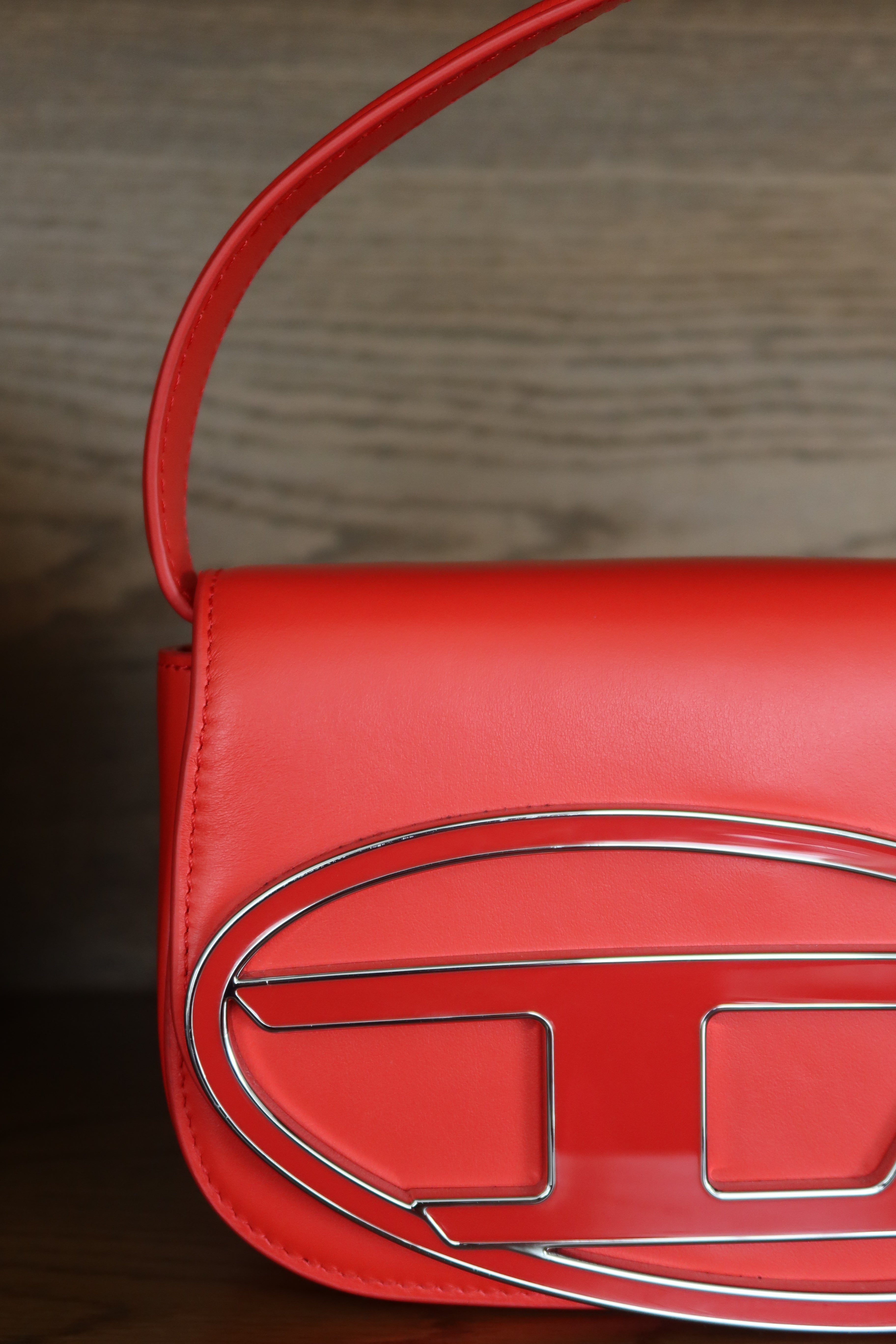 Diesel Red Leather Shoulder Bag