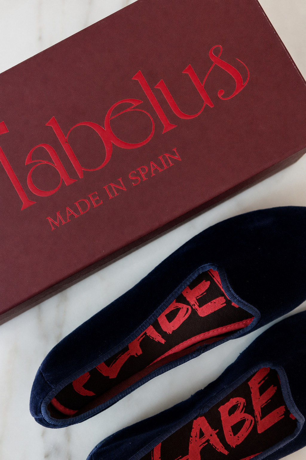Flabelus Flats de Terciopelo Azul Marino