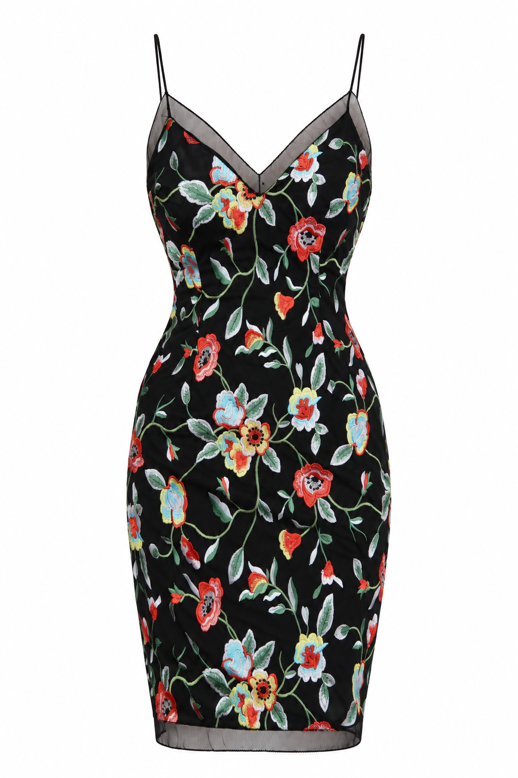 Aidan Mattox Black Floral Embroidered Dress