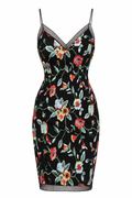 Aidan Mattox Black Floral Embroidered Dress