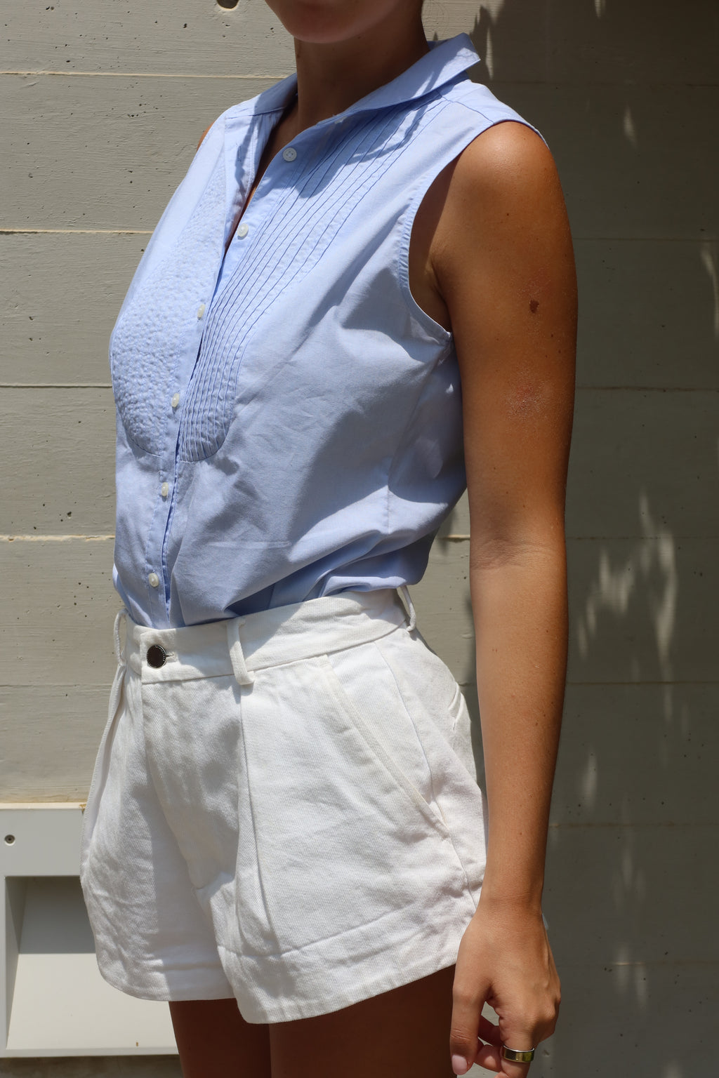 Banana Republic Light Blue Sleeveless Shirt