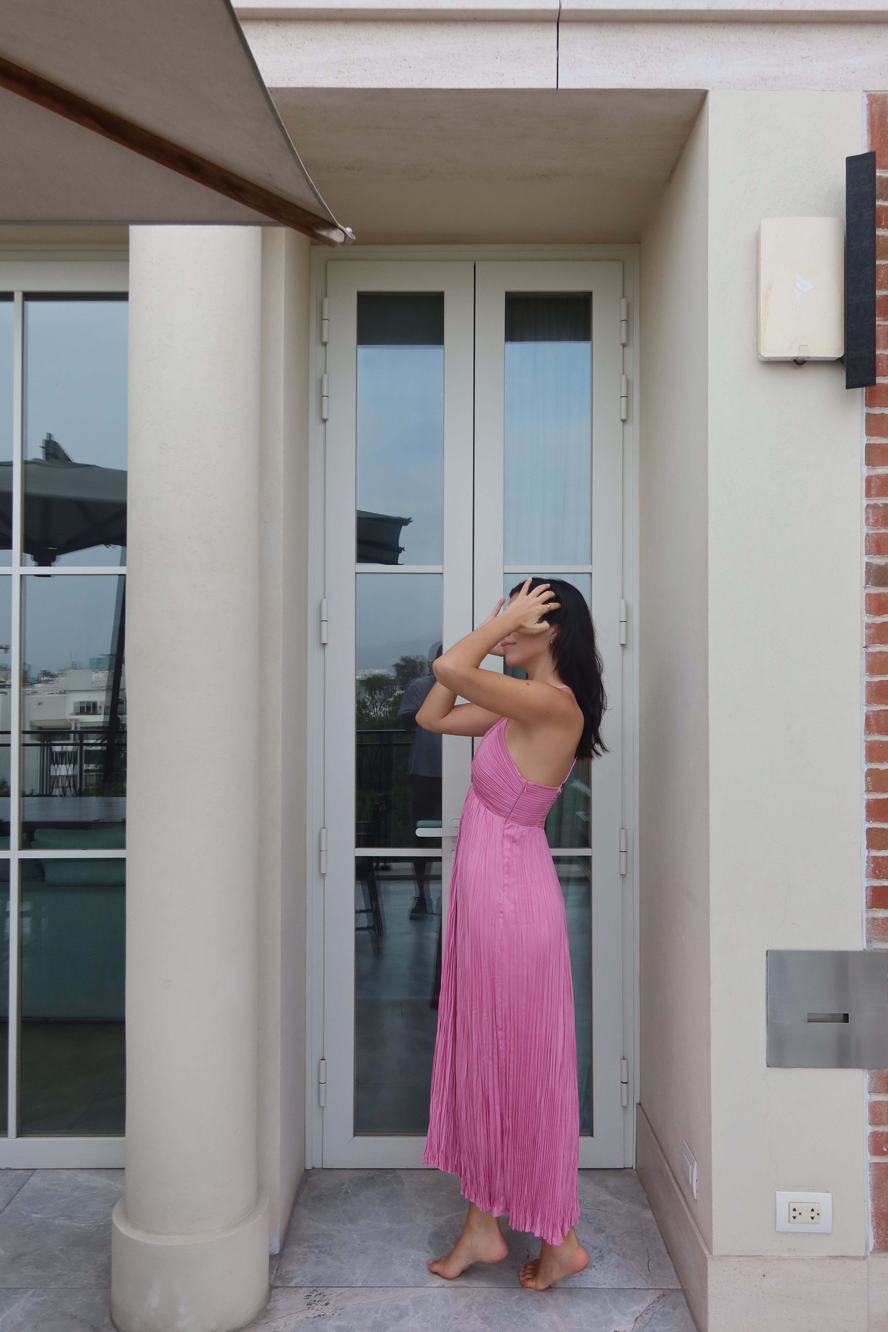 A.L.C Pink Pleated Midi Dress