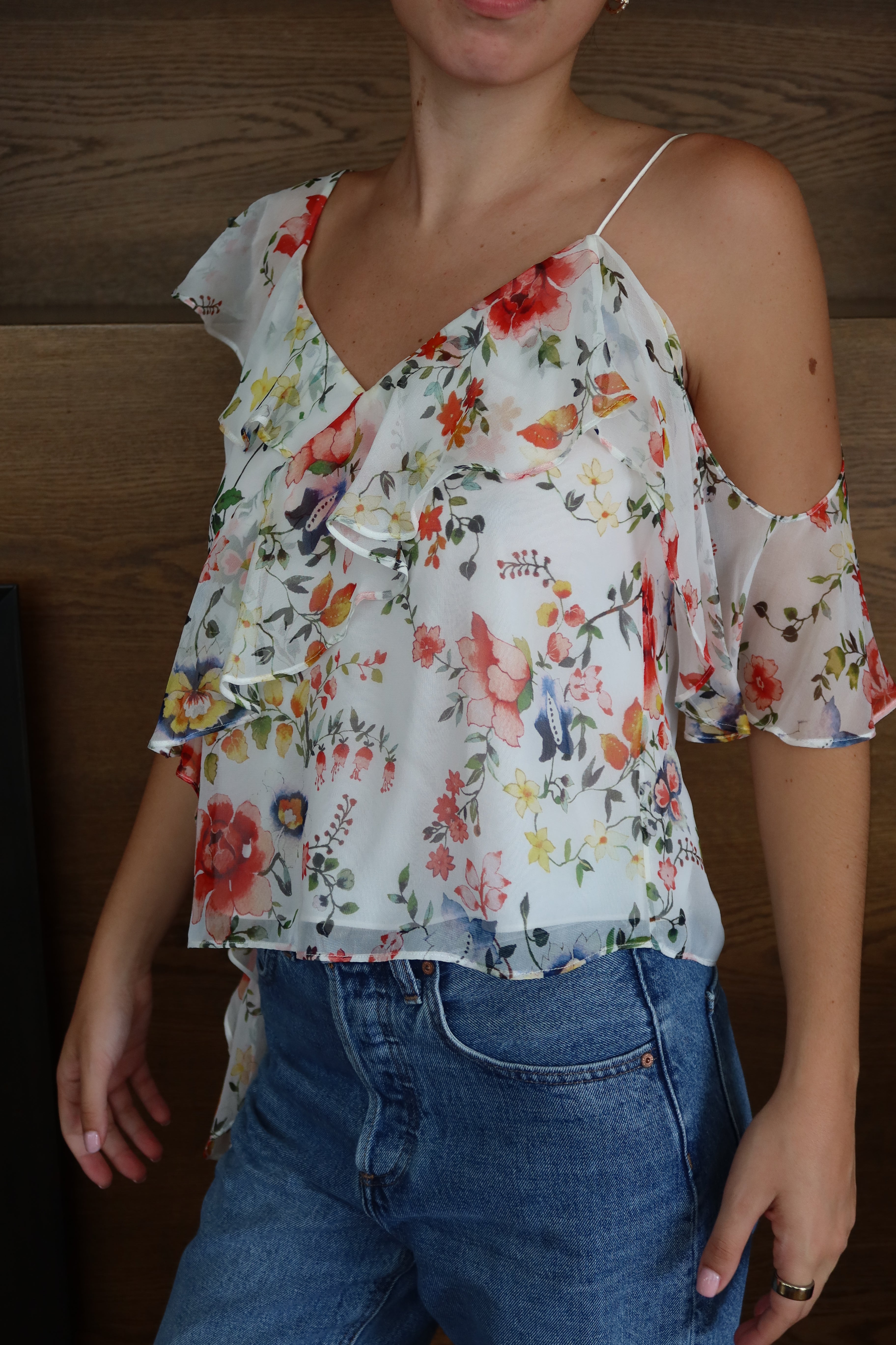 Alice + Olivia Floral Ruffle Top