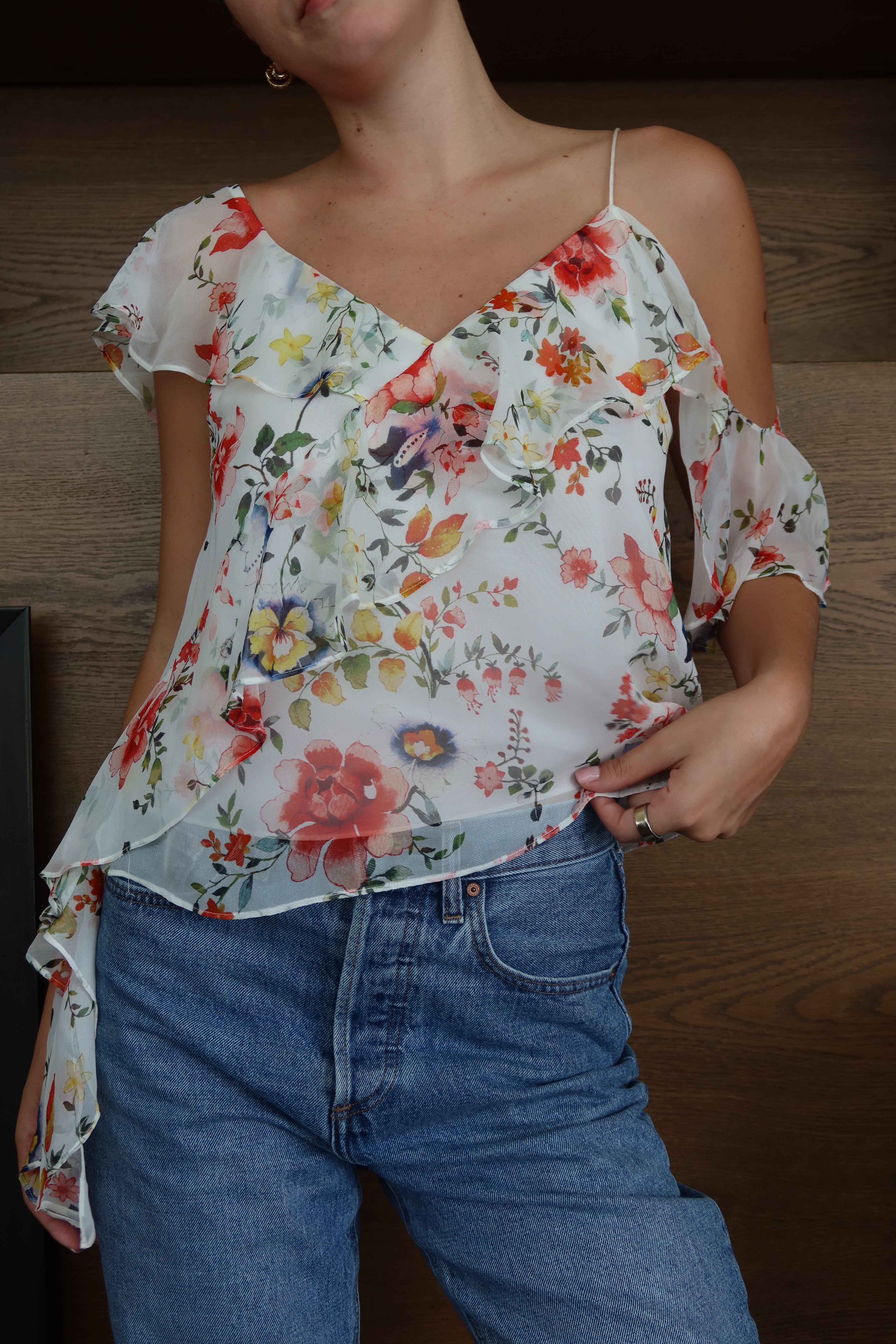 Alice + Olivia Floral Ruffle Top