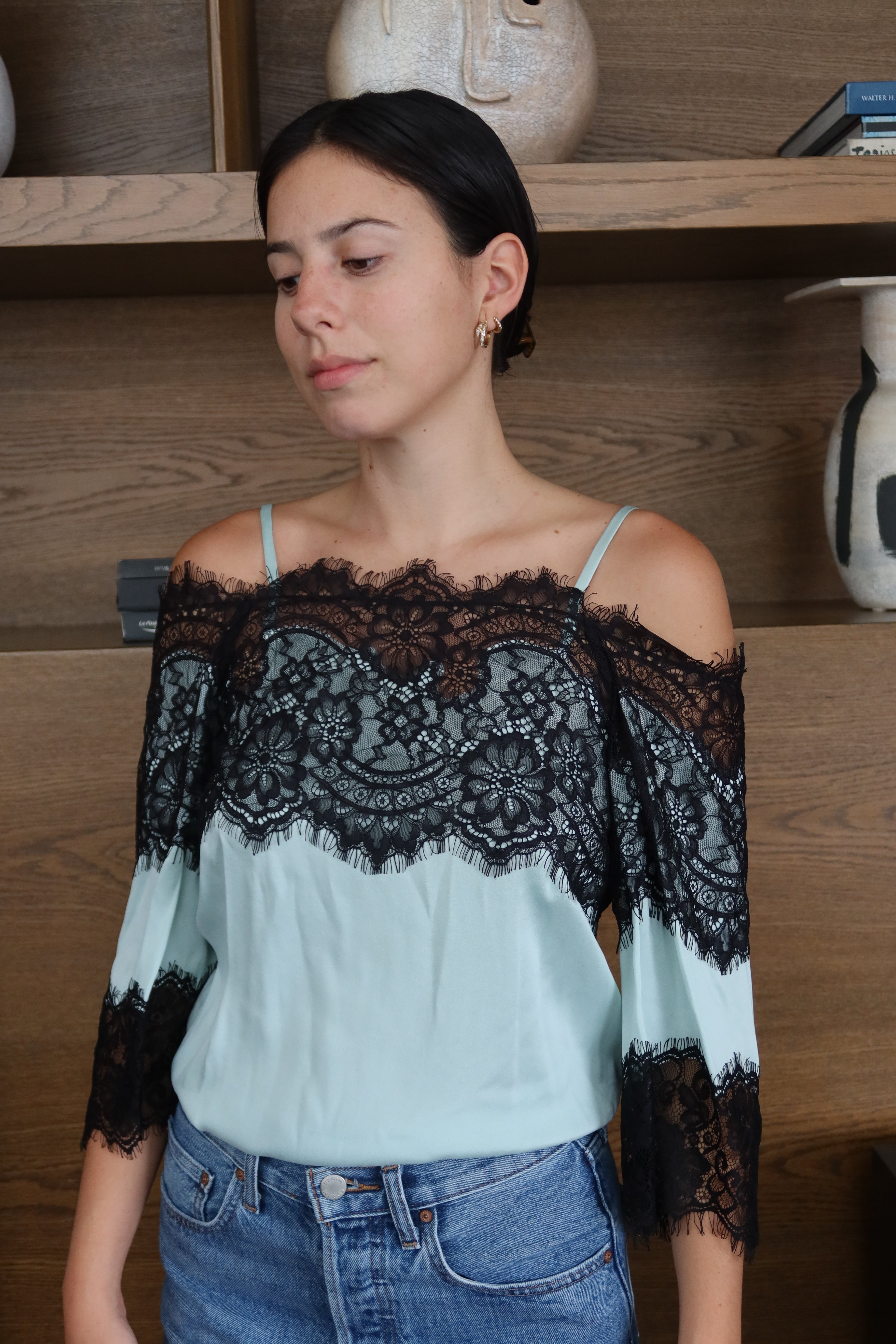 Alice + Olivia Lace Off-Shoulder Top