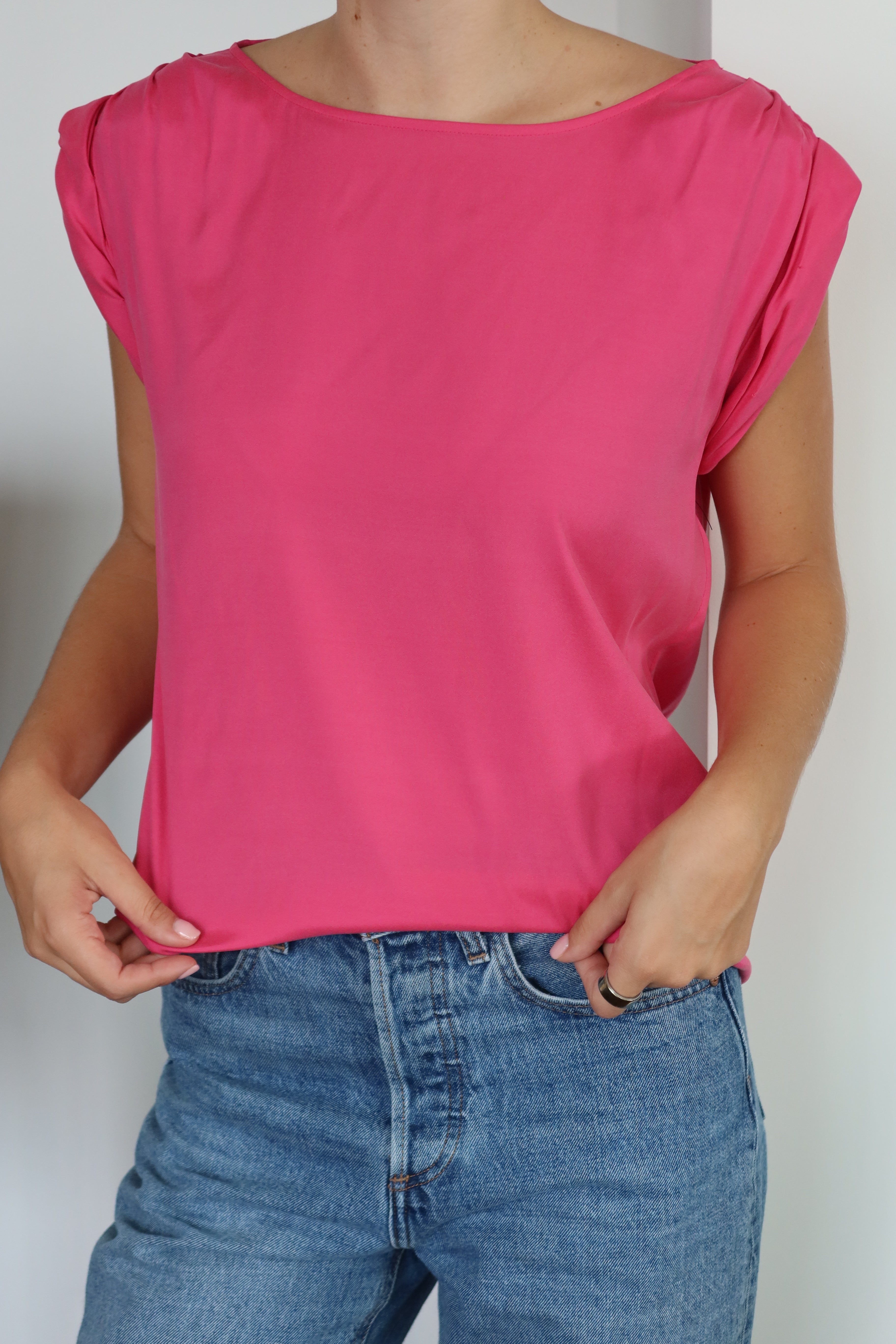Alice + Olivia Satin Pink Blouse