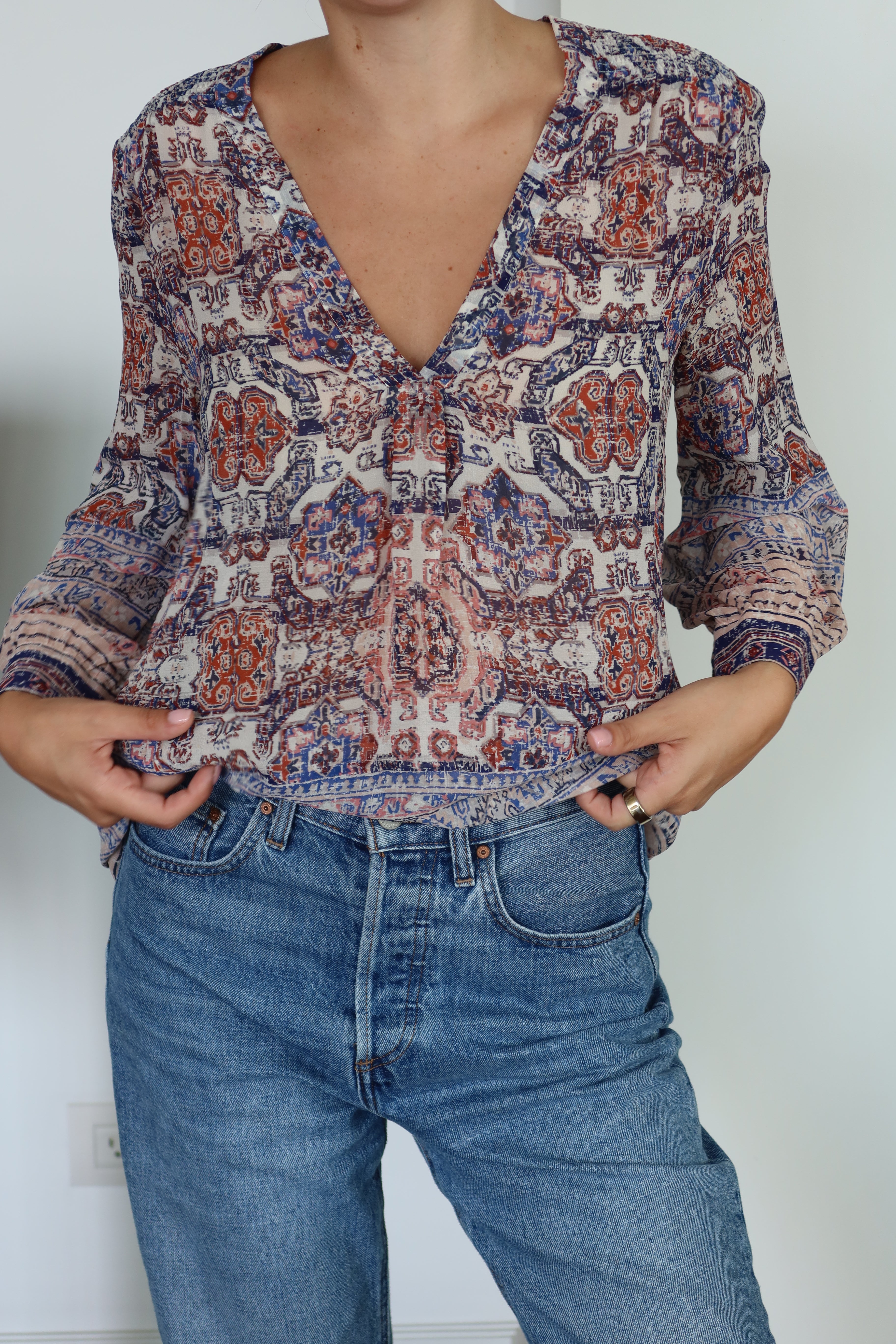 Joie Printed Boho Blouse