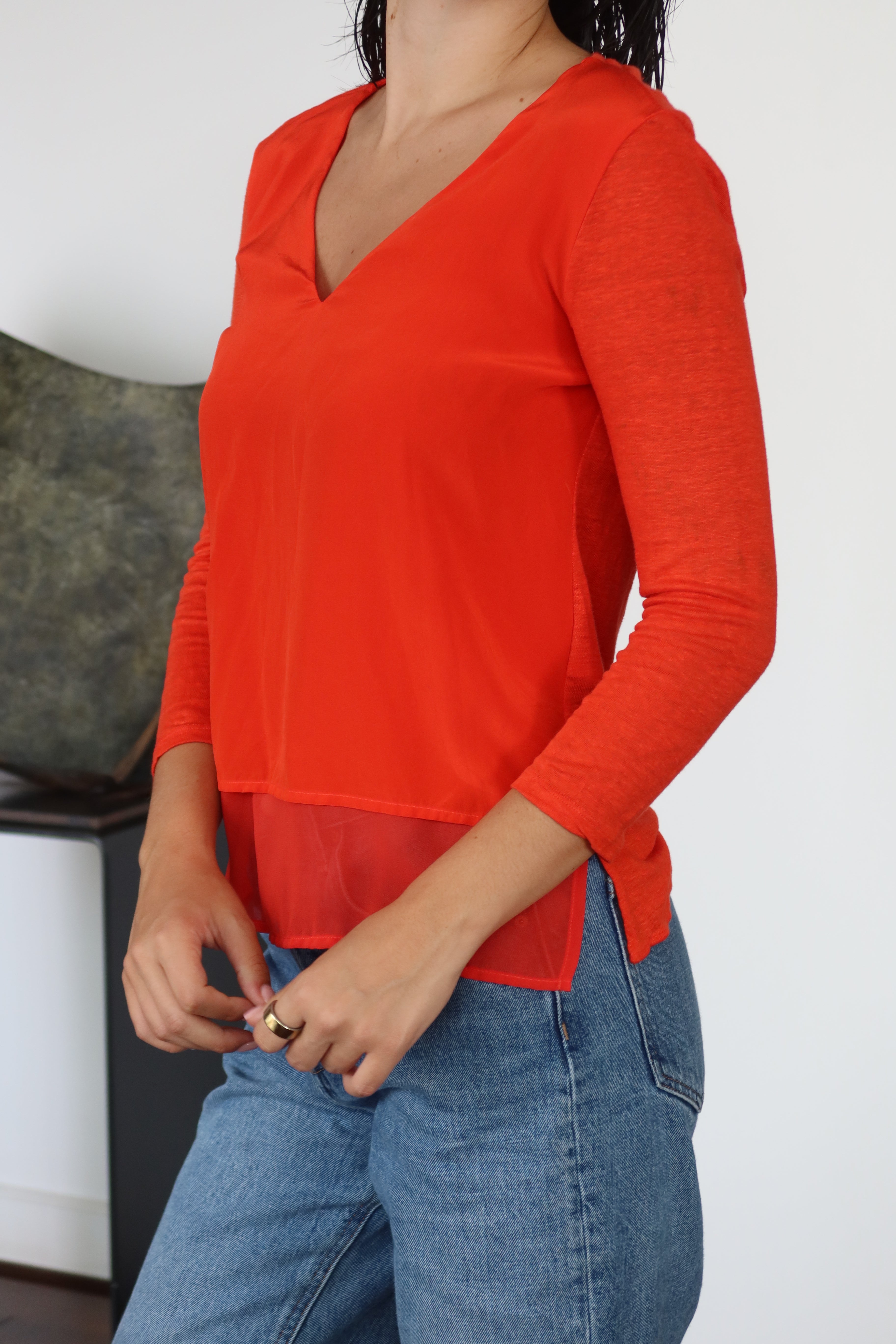 Sandro Layered V-Neck Long Sleeve