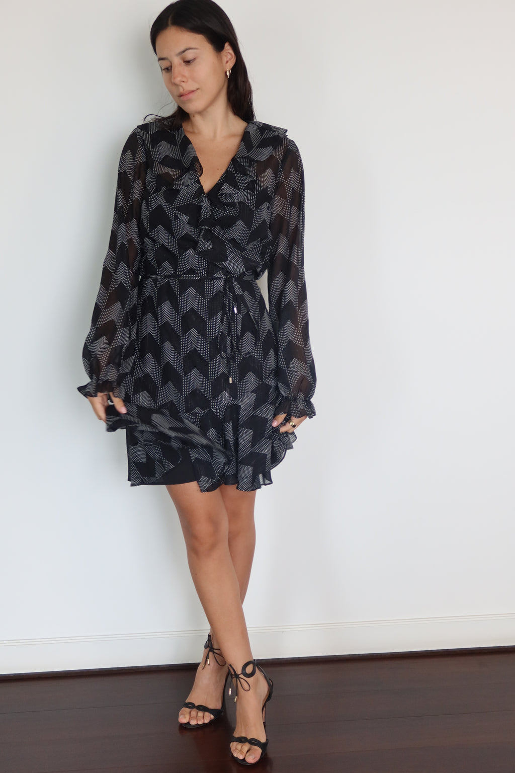 Ted Baker Black Sheer Sleeve Wrap Dress