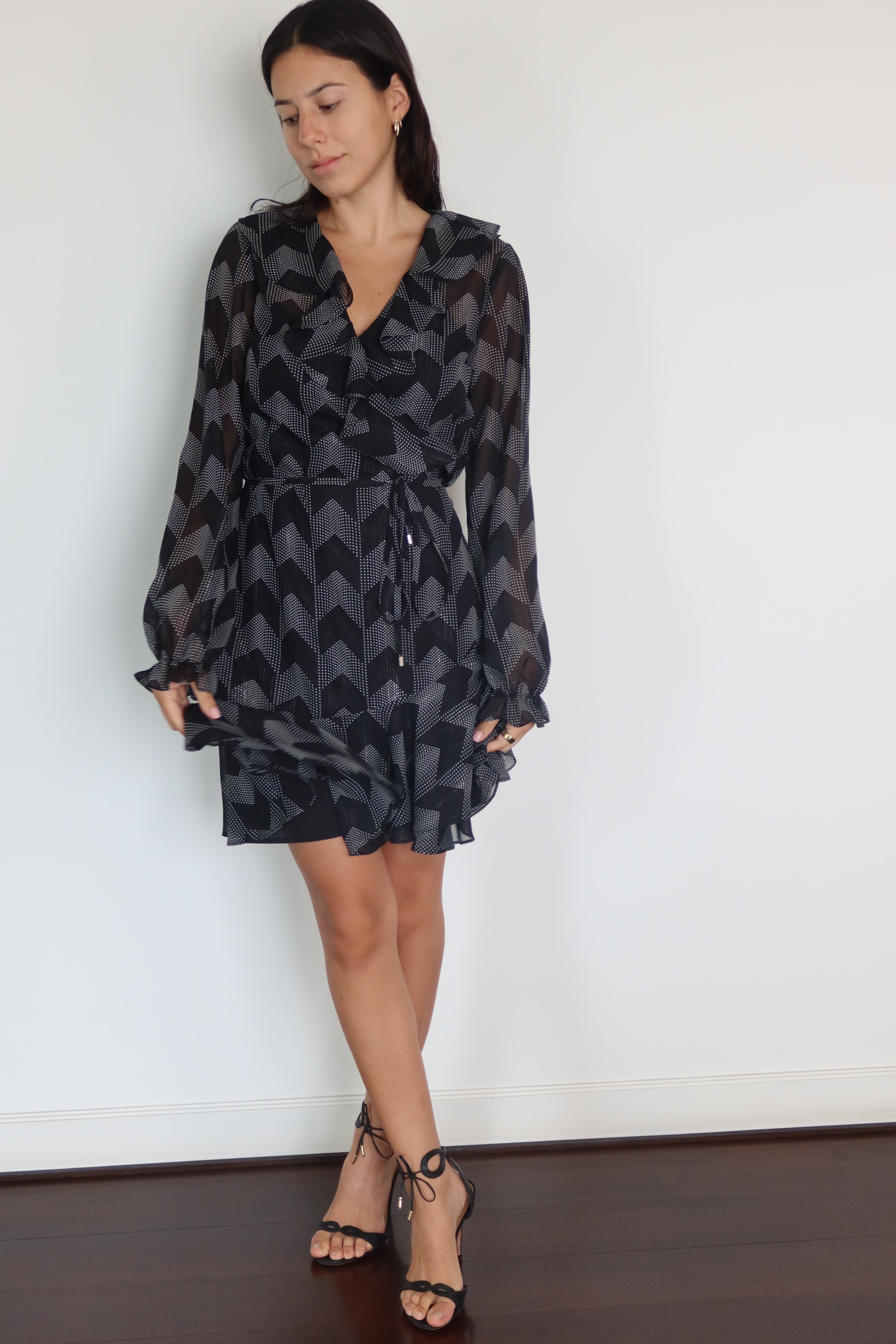 Ted Baker Black Sheer Sleeve Wrap Dress