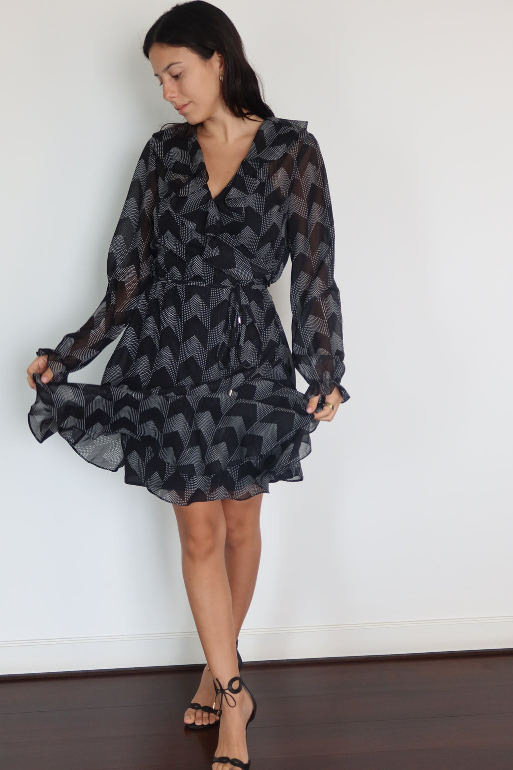 Ted Baker Black Sheer Sleeve Wrap Dress