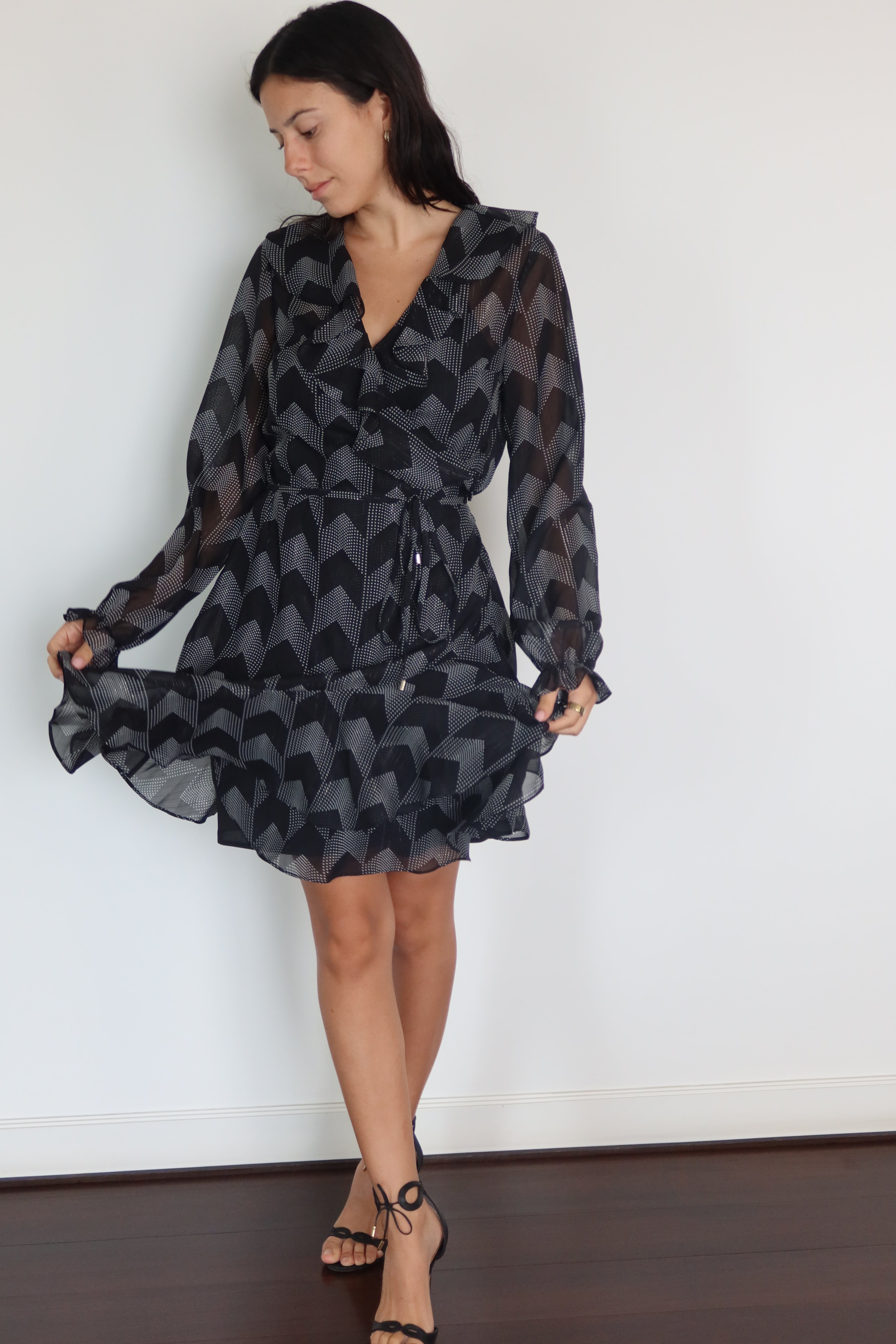Ted Baker Black Sheer Sleeve Wrap Dress