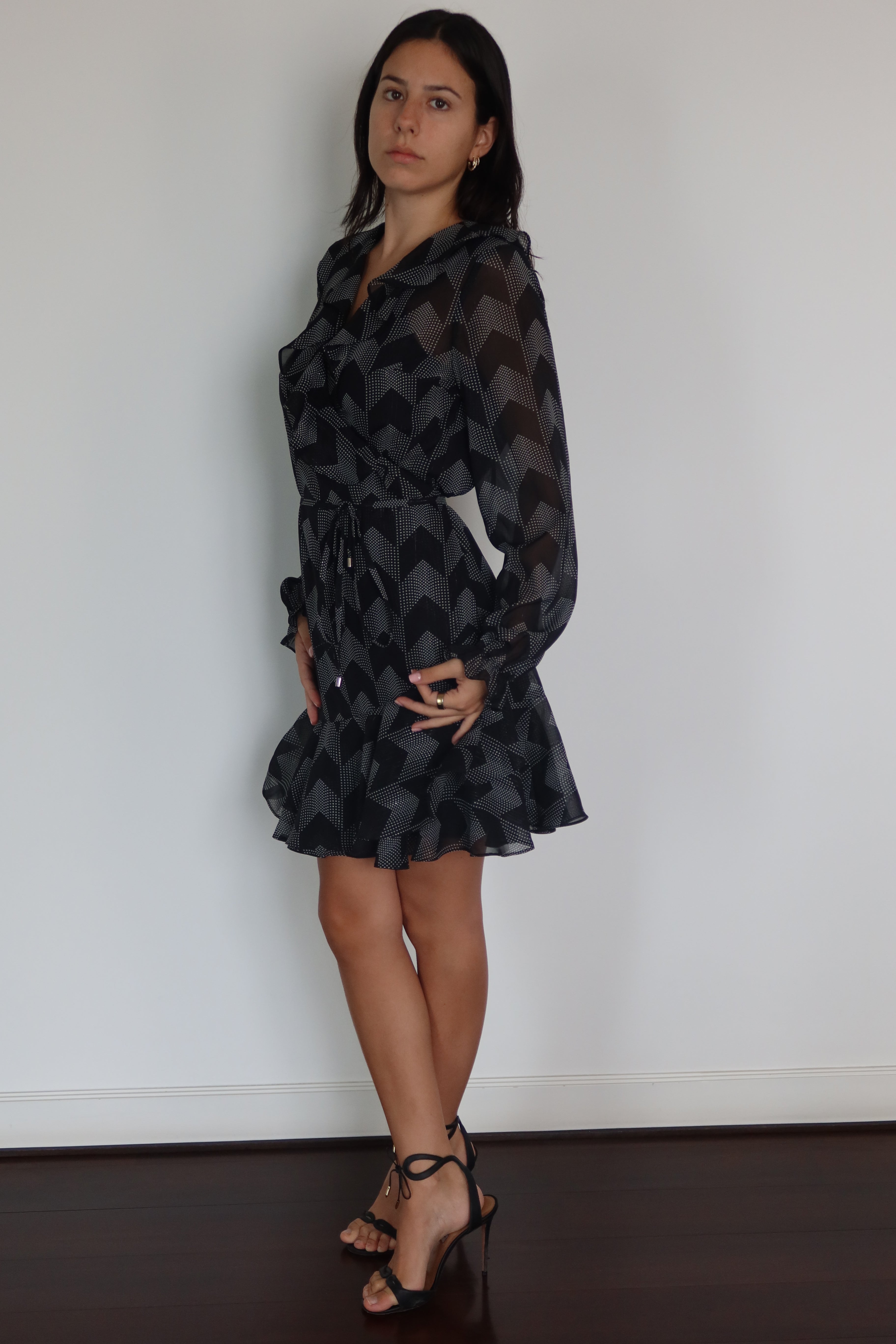 Ted Baker Black Sheer Sleeve Wrap Dress