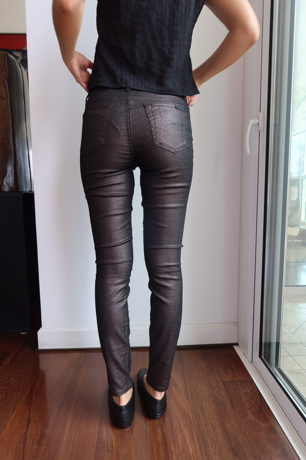 7 For All Mankind Metallic Skinny Jeans