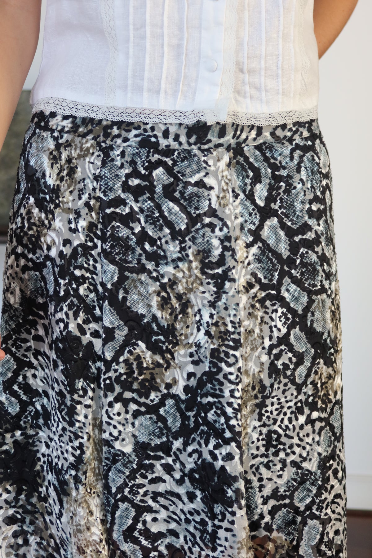 Alice + Olivia Mixed Animal Print Midi Skirt