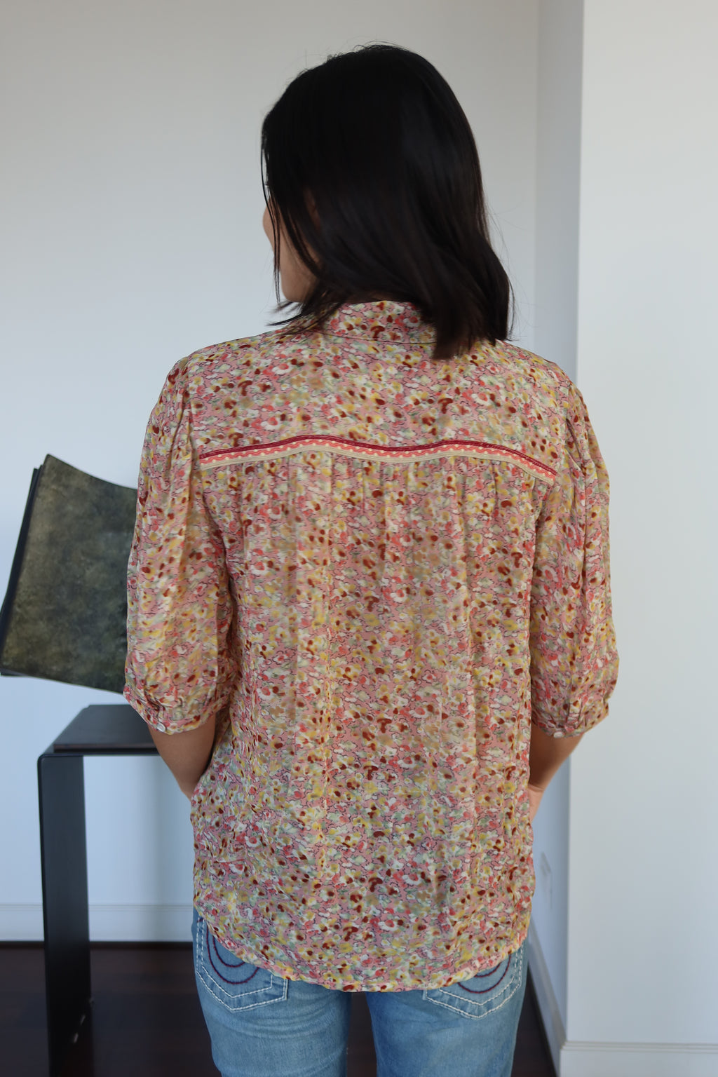ba&sh Floral Print Puff-Sleeve Blouse