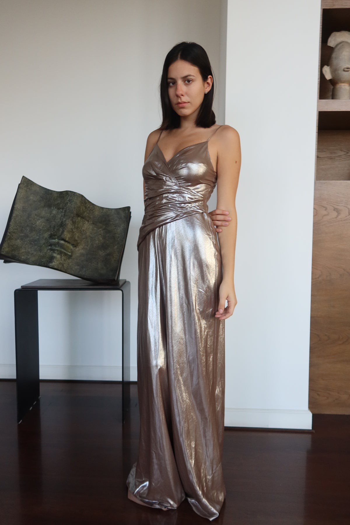 Ralph Lauren Metallic Ruched Maxi Dress